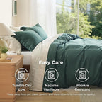 Bedsure Duvet Cover King Size - Soft Double Brushed Bedding Set for Kids & Adults, Zipper Closure, 3 Pieces, Includes 1 Duvet Cover (104"x90") & 2 Pillow Shams, NO Comforter, Forest Green
