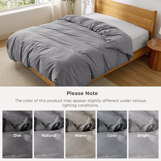 Bedsure Duvet Cover King Size - Only Includes 1 Duvet Cover (104"x90"), Hotel Luxury Soft Double Brushed All Season Bedding for Kids & Adults, Zipper Closure, Grey (No Comforter, No Pillow Shams)
