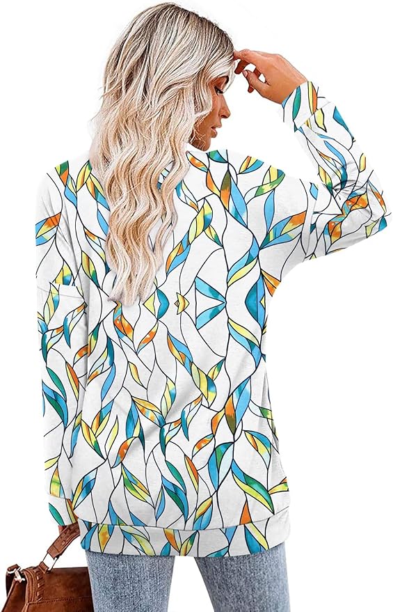 Magritta Women's Long Sleeve Leopard Color Block Tunic Comfy Crewneck T Shirt Tops Black XL