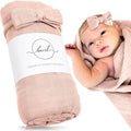 Premium Swaddle Blanket by BWD - Bamboo Viscose & Organic Cotton - Baby Girl Swaddle Set for Newborns and Infants, Muslin Baby Blanket, Ultra-Soft Luxury - 47 Inches (Dusty Blush)