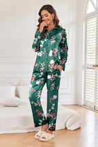 Ekouaer Women Satin Silk Pajamas Classic Long Sleeve Button Down Pjs Set Soft Loungewear
