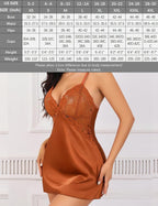 Avidlove Women Lingerie V Neck Sexy Nightwear Satin Sleepwear Lace Chemise Mini Babydoll Nightgown