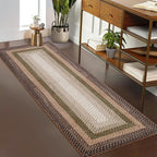 RUGSREAL Hallway Runner Rug 2x6 Braided Area Rug Machine Washable Kitchen Rug Farmhouse Runner Carpet Non Slip Stain Resistant Rustic Runner Modern Printed Carpet for Living Room Bedroom, Moss/Brown