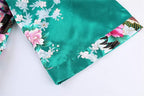 Women's Floral Long Satin Robes Plus Size Long Silk Robes Peacock Floral Kimonos Sleepwear Dressing Gown