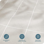 Bare Home Bedding Duvet Cover Extra Long - Premium 1800 Super Soft Collection - Lightweight, Duvet Cover - Soft Textured (Twin/Twin XL, Grid - Stone/White)