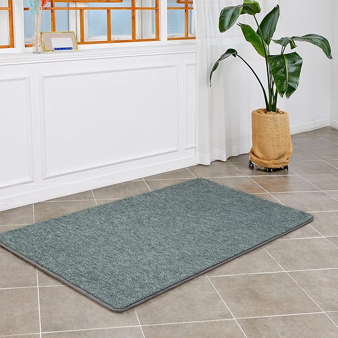 Keeko Soft 2x4 Small Runner Rug, Bedside Rugs for Bedroom Indoor Runner Hallway Carpets Non Slip Living Room Area Throw Rugs Memory Foam Laundry Room Rug for Teen Kids Boys Dorm Room Decor Grey