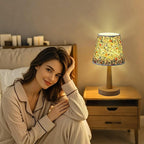 WSYEAR Flowers Cute Small Table Lamp, Boho Floral Table Lamps for Bedroom, Bedside Small Table Lamp for Small Space, Farmhouse Mini Table Lamp for Bedroom, Living Room