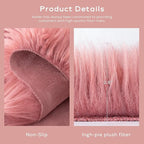 Ashler Faux Fur Rug, Fluffy Shaggy Area Rug Ultra Soft 2 x 6 Feet Sheepskin, Blush Pink Fuzzy Rug Machine Washable Shag Rug, Nursery Decor Throw Rugs for Bedroom, Kids Room, Living Room