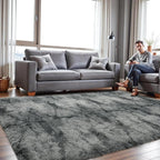 junovo 5x8 Area Rugs - Non-Slip Ultra Soft Washable High Pile Bedroom Rug for Kids, Living Room, Nursery & Dorm, Grey Flame Retardant Plush Shaggy Rug Home Decor