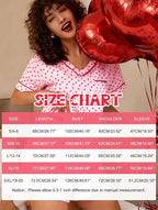 ASTANFY Valentines Day Pajamas Women 2 Piece Silk Valentine Pjs Cute Heart Pajamas V Neck Satin Sleepwear Loungewear Set