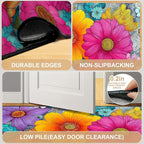Floral Area Rug 2x3 ft Entry Rug Washable Boho Rugs Non Slip Low Pile Spring Floral Door Mat Small Carpet for Bedroom, Bedside, Kids Room, Office, Dining Room