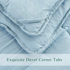 HIG Pre Washed Down Alternative Comforter Set Queen - Reversible Chic Quilt Design - Box Stitched with 4 Corner Tabs - Lightweight for All Season - Blue Duvet Comforter with 2 Pillow Shams