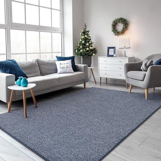 Keeko 5x8 Area Rugs for Living Room, Soft Modern Memory Foam Bedroom Rug Washable Indoor Rug Low Pile Minimalist Non-Slip Carpet Big Rugs for Kids Nursery Room Home Decor Blue and White