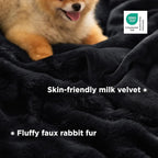Bedsure GentleSoft Fluffy Fuzzy Black Throw Blanket for Bed, Soft Cozy Fleece Faux Fur Blanket for Couch, Black Room Decor Minky Velvet Sofa Cover, Thick Warm Plush Bedding Cozy Gifts for Women Men