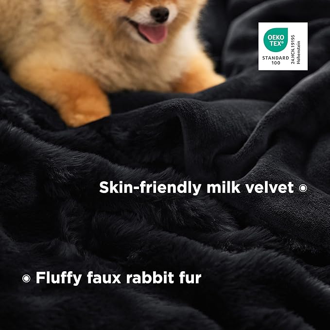 Bedsure GentleSoft Fluffy Fuzzy Twin Blanket, Soft Cozy Fleece Faux Fur Blanket, Pink Decorations Minky Velvet Couch Cover, Thick Warm Plush Women Men Birthday Gifts, 870GSM, Black
