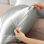 Bedsure Satin Pillowcase with Zipper, Similar to Silk Pillow Cases 2 Pack, Grey Satin Pillow Cases Queen Size Set of 2, Silky & Soft Pillow Covers for Hair and Skin, Gifts for Women Men, 20x30 Inches