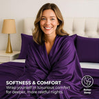 Satin Sheets Queen [4-Piece, Purple] Hotel Luxury Silky Bed Sheets - Extra Soft 1800 Microfiber Sheet Set, Wrinkle, Fade, Stain Resistant - Deep Pocket Fitted Sheet, Flat Sheet, Pillow Cases