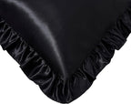 Silky Satin Ruffled Pillow Cases for Hair and Skin,Black Silk Pillowcases Queen Set of 2 with Envelope Closure Princess Room Decoration