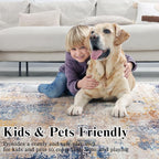 Area Rug 8x10 Washable Rugs Modern Abstract Area Rug Soft Non-Slip Non-Shedding Faux Wool Stain Resistant Floor Carpets for Living Room Bedroom Dining Room Kids Room Home Office (Beige, Brown)