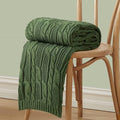 Aormenzy Cable Knit Throw Blankets 30 x 40 Inches, Soft Cozy and Lightweight Knitted Blanket, Machine Washable 100 Percent Acrylic Blanket, Decorative Throw Blanket for Couch Sofa Bed, Forest Green