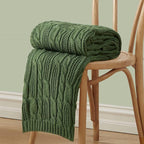Aormenzy Cable Knit Throw Blankets 30 x 40 Inches, Soft Cozy and Lightweight Knitted Blanket, Machine Washable 100 Percent Acrylic Blanket, Decorative Throw Blanket for Couch Sofa Bed, Forest Green