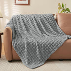 BEDELITE Grey Throw Blanket for Couch and Bed- Super Soft and Warm 3D Checkered Fluffy Fuzzy Fleece Blanket, Luxurious Plush Cozy Blanket for Room Decor Fall and Winter, 50x70 inches