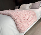 Chunky Knit Blanket Throw 48"x71", Chenille Throw Blankets, Handmade Warm & Cozy Blanket Couch Bed Home Decor, Soft Breathable Fleece Banket, Christmas for Couch Bed Sofa Best Gift (Pink)