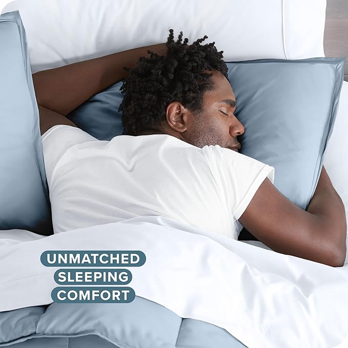 Bare Home Bedding Duvet Cover Queen Size - Premium 1800 Super Soft Collection - Lightweight, Cooling - Soft Breathable Bedding Duvet Cover (Queen, Dusty Blue)