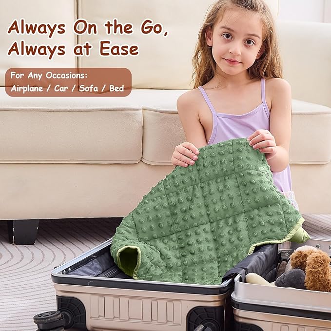 yescool Weighted Lap Blanket 2 lb, Weighted Lap Pad 20 * 30in Small Weighted Blanket, Moss Green