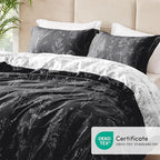 Love's cabin Black Full Size Comforter Set - Full Comforter Set, 3 Pieces Cute Floral Bedding Sets for All Seasons,1 Soft Reversible Botanical Flowers Comforter and 2 Pillow Shams