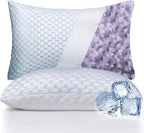 Premium Adjustable Shredded Memory Foam Pillow - Suitable for Side, Back, and Stomach Sleepers, with Cooling Fiber Machine Washable Cover (Standard-2PCS-Lavender)