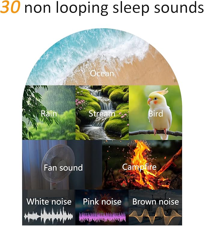 10-60 Mins Simulate Sunrise Alarm Clock: Gentle Wake Up Light with 12 Brightness, 30 Volume, Bright & Loud Enough for Heavy Sleepers - White Noise Machine with 30 Soothing Sounds, Ease of Use