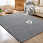 Softlife 4x6 Area Rug for Bedroom Living Room, Solid Grey Non-Slip Fluffy Carpet with Soft Low Pile for Kids Boys Girls, Machine Washable Fuzzy Aethetic Rugs Home Dorm Decor