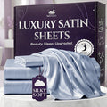 SLEEP SANCTUARY Satin Sheets Twin Size – 3 Piece Luxury Silky Bed Set, Softer Than Silk, 15" Deep Pocket, Cooling & Wrinkle-Free, Moisture-Wicking & Breathable for Hair & Skin (Baby Blue)