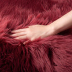 Ashler faux fur rug, Fluffy Shaggy Area Rug Ultra Soft 3 x 5 Feet Rectangle Fur Rug Deep Red Fuzzy Rug Machine Washable Shag Rug, Nursery Decor Throw Rugs for Bedroom, kids room, Living Room