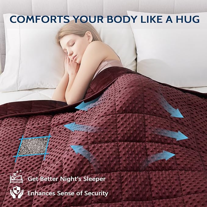 L'AGRATY Weighted Blanket for Adult - 60"x80" 22lbs Minky Dots Heavy Blanket with Glass Beads Soft Breathable for All-Season Summer Fall Winter Thick Comfort for Sleeping