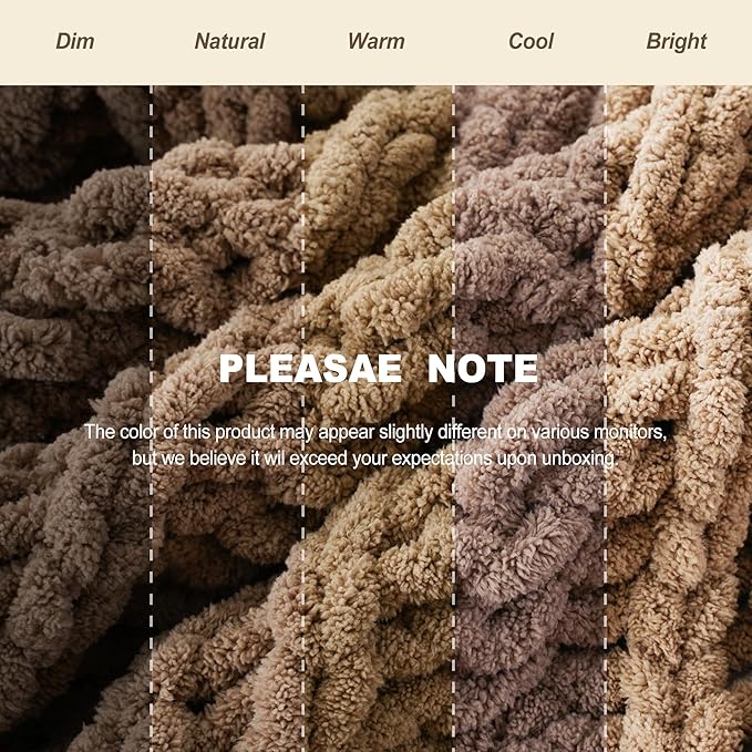 Battilo Beige Chunky Knit Throw Blanket for Couch, Super Soft Thick Warm Cable Knitted Blanket, Khaki Polyester Throw Taupe Blankets for Bed, Sofa, Living Room, 50"x60"