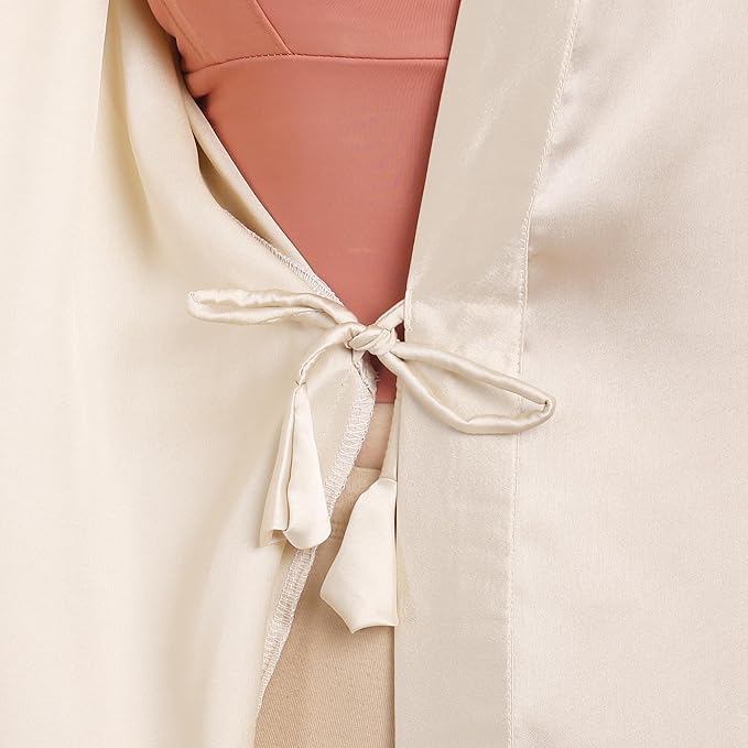 Silk Robes for Women Ankle Length Satin Kimono Robes with Belt Bridemaids Sleepwear Bachelorette Nightgown