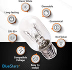 BlueStars E12 T20 25W Incandescent Bulbs Salt Lamp 120V 2700K Warm White Light 150lm for Himalayan Salt Lamps & Baskets, Scentsy Plug-in & Wax Warmers, Night Lights - 8 Packs