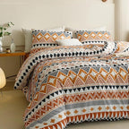 Luxlovery Aztec Comforter Set Cal King Boho Geometric Bedding Set Beige Orange Black Colorful Farmhouse Blanket Quilts Soft Rustic 3PCS Comforter Set California King