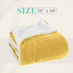 Elegant Comfort Throw Blanket, Reversible Sherpa Flannel, Ultra-Soft, Fuzzy, Cozy and Plush- All Season Lightweight Decorative Throw, 50 x 60 inches, Solid Sherpa Throw, Yellow