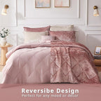 Intelligent Design King Comforter Set, Velvet Comforter Set , Luxury Diamond Quilting Comforter Set, Fluffy Comforter Bed Set with Decorative Pillowand 2 Shams, 4 Piece Pink, King/ Cal King