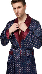 Tony & Candice Men's Satin Robe Lightweight Long Sleeve Silk Kimono Bathrobe with Shorts Set Sleepwear