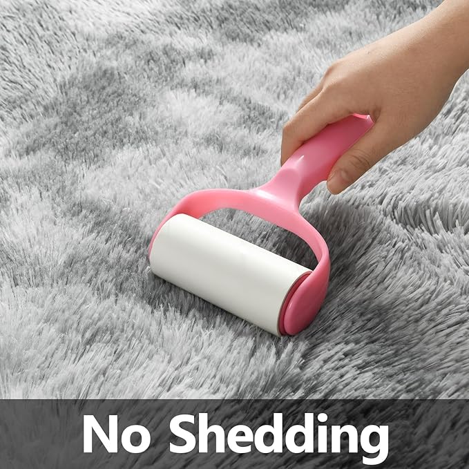 Deerhoo Large Shag Area Rugs 10 x 14, Tie-Dyed Plush Fuzzy Rugs for Living Room, Ultra Soft Fluffy Furry Rug for Bedroom, Anti-Skid Indoor Carpet Nursery Rugs for Kids Room Home Decor, Light Grey