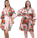 QXQTER Peony Floral Silky Satin Robe Wedding Bridal Party Bride Bridesmaid Robes for Women Dressing Gown Kimono Robe