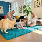 OLANLY 2x3 Machine Washable Small Bedside Rug, Soft Fluffy Shaggy Entryway Throw Rugs for Bedroom, Living Room, Indoor Floor Carpet for Kids Girls and Boys, Nursery Rooms, Home Decor Aesthetic, Teal