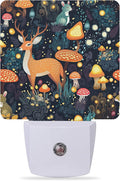 Night Lights Plug into Wall Fantasy Forest Mushrooms Deer Night Lights Dusk to Dawn Sensor Led Lamp for Women Men,Led Lights for Stairway/Hallway/Bedroom,0.5W