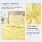 BEDELITE Light Yellow Queen Comforter Set - 3 Pieces Boho Pintuck Bedding Comforter Sets, Lightweight Soft & Warm Bed Comforter Queen with 2 Pillowcases for All Season