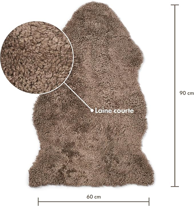 Nordic Sheep Real Sheepskin Rug Short Hair 2x3 ft | Bedside Rugs for bedrooms, Sofa, Chair or Dining Table | Each Sheepskin is Unique and Created by Nature | Small Fluffy Rug in Light Brown