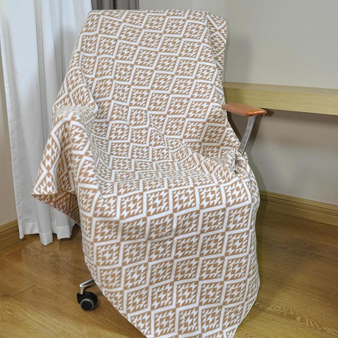 Nordic Style Orange Throw Blanket for Couch,Soft Cozy Cable Knit Throw for Bed Sofa Chair Living Room,Lightweight Warm Maximalist Decor Christmas Blanket,50"x60" (cr-D02)